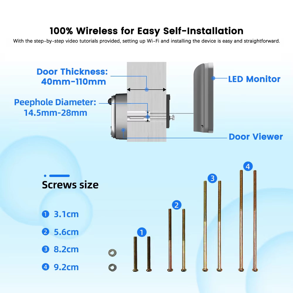 EverTrend Vision Pro - Intelligente WLAN Türspion-Kamara mit 4.3" LCD Monitor & Nachtsicht App iCam365