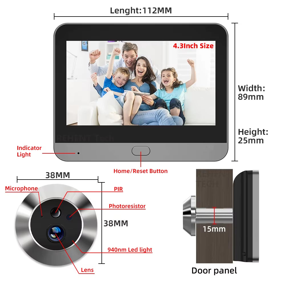 EverTrend Vision Pro - Intelligente WLAN Türspion-Kamara mit 4.3" LCD Monitor & Nachtsicht App iCam365